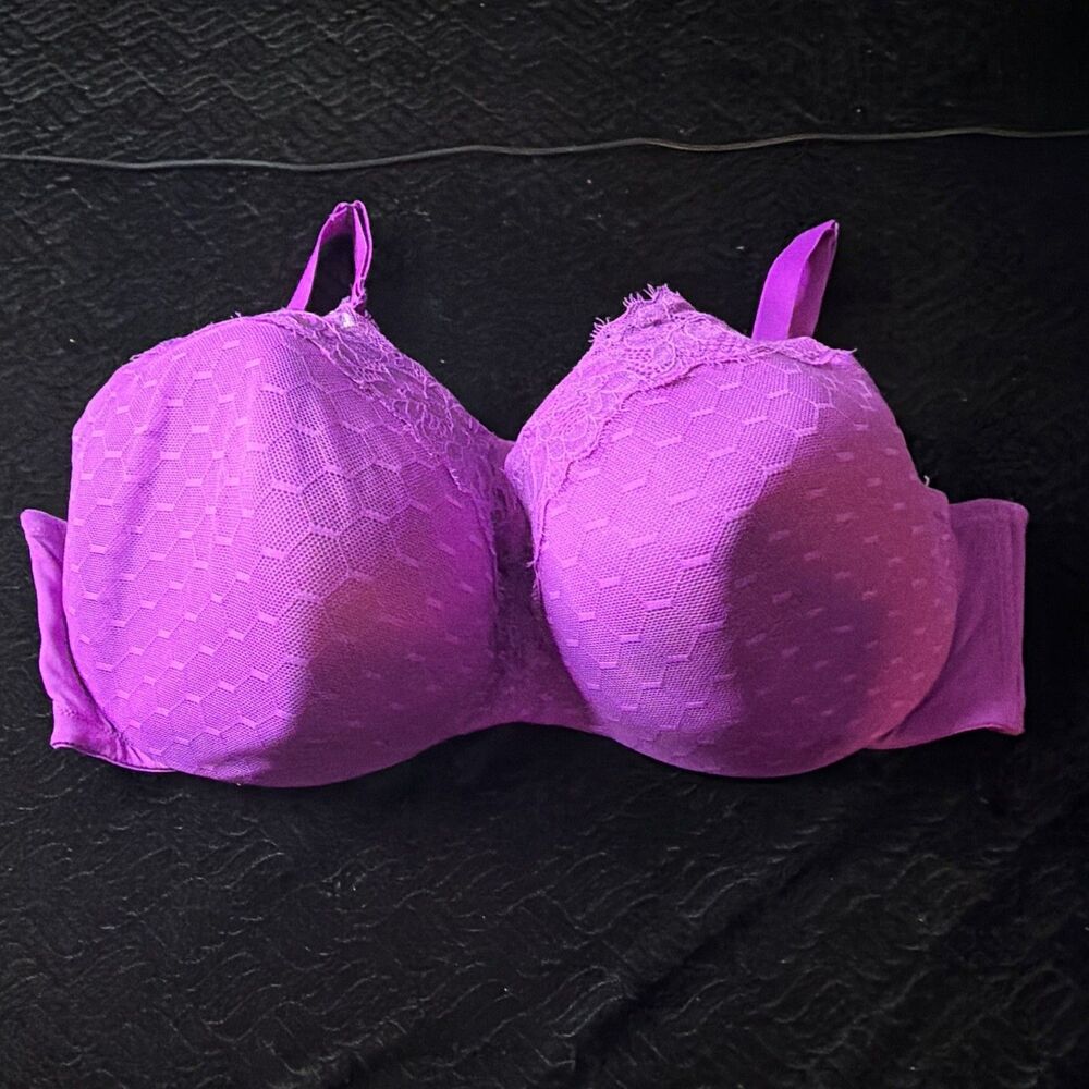 Lane Bryant Cacique Women's Size 44 DDD Purple Balconette Bra, Lightly Lined
